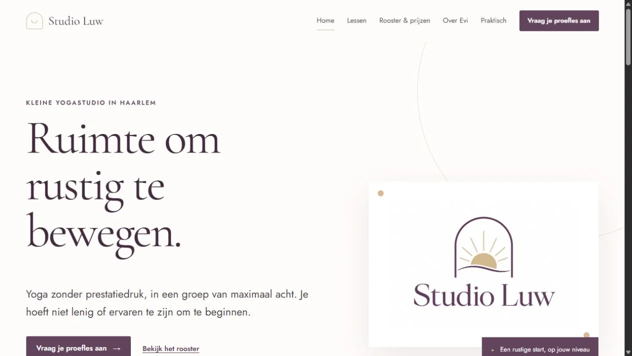 Homepage van Studio Luw