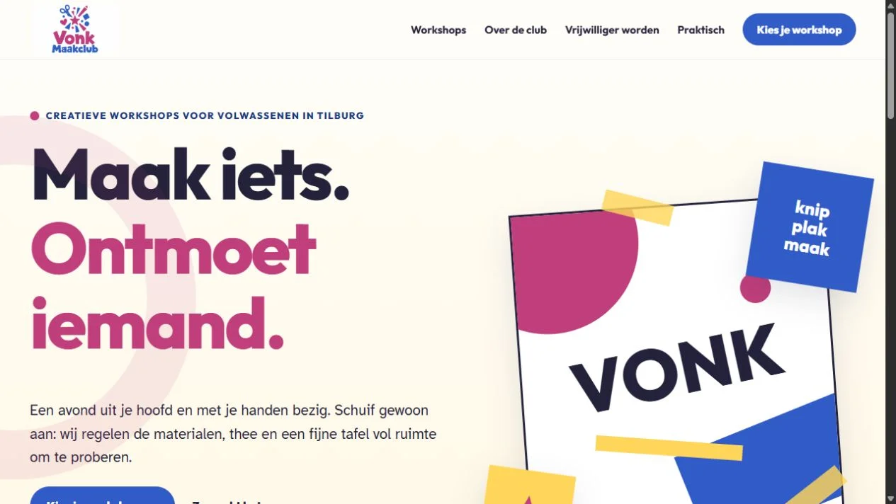 Homepage van Vonk Maakclub